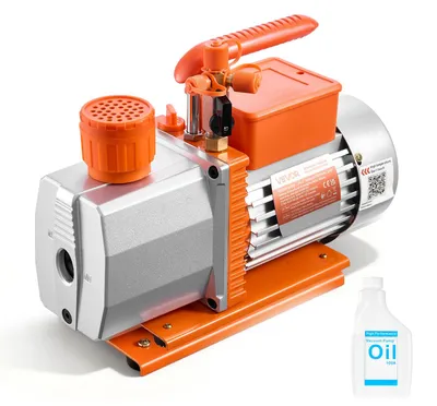 Imagen del producto de Bomba de vacío VEVOR, 7 CFM (198 L/min), de 2 etapas, 550 W, adecuada para R134a, R22, R410a, R1234YF y R32, motor de 4 polos, para el mantenimiento de sistemas de aire acondicionado de automóviles y la evacuación de resinas, incluye aceite