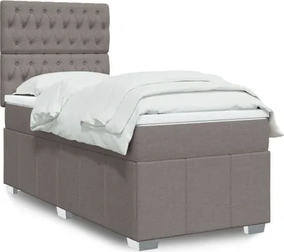 Produktbild von Boxspringbett mit Matratze Taupe 100x200 cm Stoff, Klassische Betten 2024 Neu