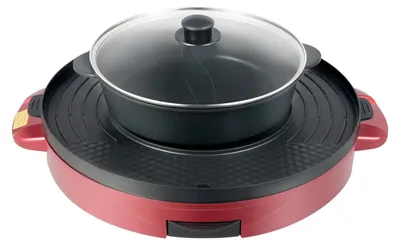 Produktbild von Hotpot mit Grill - Elektrischer Tischgrill 2200W 220V - Hot Pot Topf - Antihaftbeschichtung - EU Stecker - Schwarz