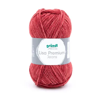 Produktbild von Gründl Wolle Lisa Premium Jeans 50 g orientrot meliert