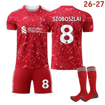 Immagine prodotto di #8 SZOBOSZLAI Maglia da calcio del Liverpool per le partite in casa 26-27 per bambini e adulti TAGLIA:28