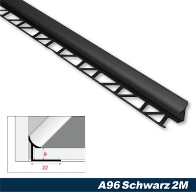 Produktbild von Effector Fliesenschiene aus eloxiertem Aluminium - Fliesenkanten Schutz - (Innenleiste schwarz) Aluschiene Zierleisten Ausgleichsleisten Zierschienen
