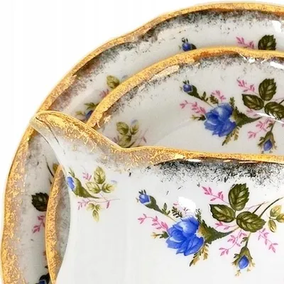 Image de MALCER Salaterka Kamelia Ronde 26 cm Rose Bleue Dorée