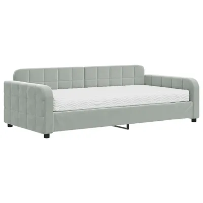 Immagine prodotto di vidaXL Divano letto con materasso Grigio chiaro 100x200 cm Velluto