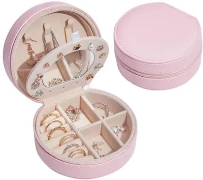 Produktbild von Kleine rosa 3-lagige Schmuckbox aus Kunstleder