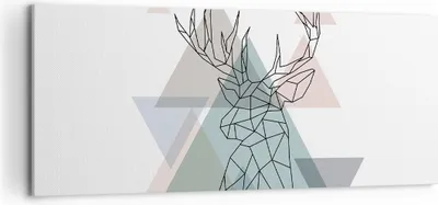 Produktbild von Bild auf Leinwand - Leinwandbild - Hirsch Abstraktion - 120x50cm - Wand Bild - Wanddeko - Leinwanddruck - Bilder - Kunstdruck - Wanddekoration - Leinwand bilder - Wandkunst - AB120x50-3909