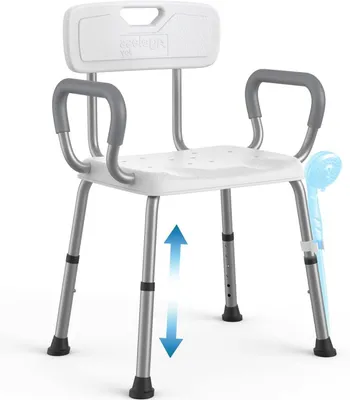 Produktbild von Duschstuhl – Badhocker – Sicheres Duschen – Höhenverstellbar – Belastbarkeit: 150 kg – Weiß