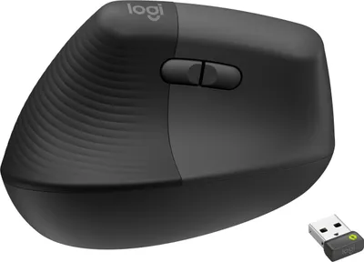 Produktbild von Logitech Lift for Business, Linkshändig, Vertikale Ausführung, Optisch, RF Wireless + Bluetooth, 4000 DPI, Graphit