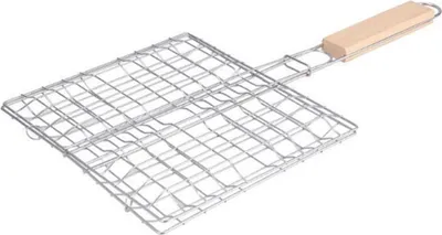Immagine prodotto di Pinza per grigliare gli hamburger Krumble con manico in legno - Adatta per 4 hamburger - Facile girare gli hamburger sulla griglia - Acciaio inox e legno