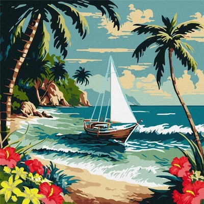 Produktbild von Malen nach Zahlen – Sonnenstrand 40 x 40 cm – Ideyka