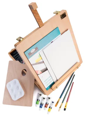 Obrázek produktu pro Malířská sada stojan - Akrylové, olejové a akvarelové barvy - 48 dílů - 440 x 370 x 75 mm