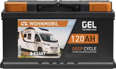 Produktbild von Exakt Solarbatterie Blei Gel Akku für Wohnmobil & Caravan, 353x175x190mm, Wartungsfrei, Auslaufsicher, Lange Lebensdauer