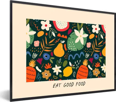 Produktbild von MuchoWow® Gerahmtes Poster Zitate - Essen - Essen Sie gut - Sprichwörter 40x30 cm - Poster mit Schwarzem Bilderrahmen Wandposter Rahmen Foto Bilder - Kunstposter - Wanddekorationen