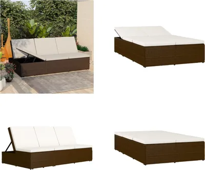 Produktbild von vidaXL Sonnenliege mit Auflage Poly Rattan Braun - Sonnenbett - Sonnenbetten - Sonnenliege - Sonnenliegen