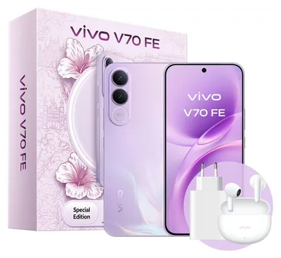 Produktbild von VIVO V70 FE + BUD, 17,4 cm (6.83"), 8 GB, 512 GB, 200 MP, Android 16.0, Violett