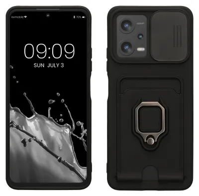 Produktbild von kwmobile Handyhülle kompatibel mit Xiaomi Redmi Note 12 5G / POCO X5 5G - Softcase mit Kameraschutz - Kartenfach - Schwarz