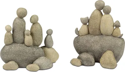 Produktbild von Formano 2er Set Steinmännchen Deko Figuren moderne Polyresin Skulpturen je 16 cm