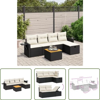 Produktbild von The Living Store 6-tlg. Garten-Sofagarnitur mit Kissen Schwarz Poly Rattan