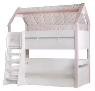 Image de Lit superposé Chambre d'enfant Cadre de lit en bois rose Lit surélevé