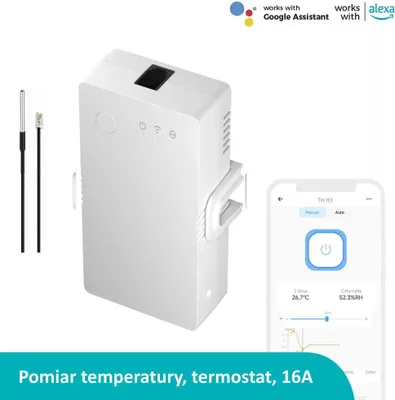 Produktbild von Sonoff TH Origin + DS18B20 WLAN-Relais mit Temperaturmessthermostat