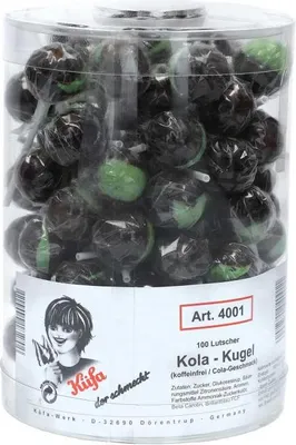 Produktbild von Küfa Lolly Cola Kugel Lutscher mit Cola Geschmack 100 Stück 1800g