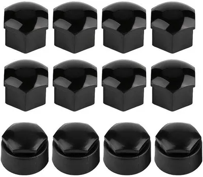 Obrázek produktu pro Kryt na šroub kola, 17 mm, černý, lesklý, s ochranou proti krádeži, 20 kusů