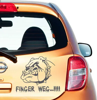 Produktbild von Aufkleber - Autoaufkleber "Finger Weg!" 50cm x 61cm dunkelgrau - Tuning Carystyling Heckscheibe Auto