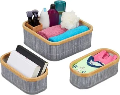 Immagine prodotto di Set di 3 cestini portaoggetti in bambù