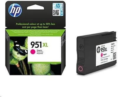 A product shot of an HP ink cartridge and its packaging.