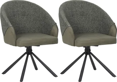 Zdjęcie produktu dla Krzesło do jadalni Casa Dolce NITRO, zestaw 2 sztuk, zielone, 61x62x85 cm, meble do jadalni, obrotowe 360°, tapicerowane, maks. waga 120 kg