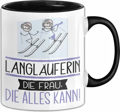 Produktbild von Langläuferin Geschenk Tasse Becher Die Frau Die Allen Kann Geschenkidee für eine Langläuferin Lustig (Schwarz)