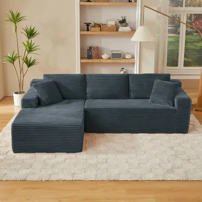 Produktbild von Modulare Sektionssofa,Couches L-Shape Couch 3 Sitz Sofa,Memory Foam Sektionscouchen,für Wohnzimmer,Cloud Couch mit übergroßen Chaise,Dunkelgrau