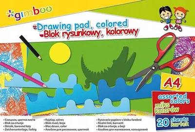 Obrázok produktu pre Kresliaci blok A4 20 listov farebných 70 g/m², Gimboo 7531BTS17-99/K