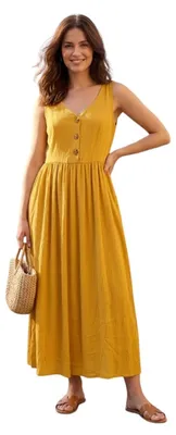 Produktbild von Damenkleid Naf Naf Palerme Senfgelb Maxi M