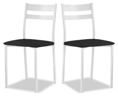 Metall-Küchenstuhl mit offener Rückenlehne, 2er-Set, schwarz