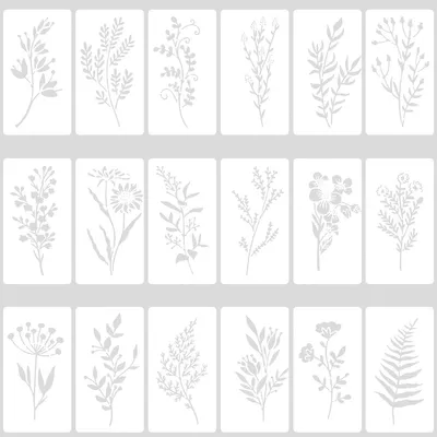 Produktbild von 12 Stück Blumen Schablone, Malerei Schablone, Blätter Malerei Schablone, DIY Kunst Zeichenschablonen, Malschablonen Set für Scrapbooking Holz Boden Wand Fliesen