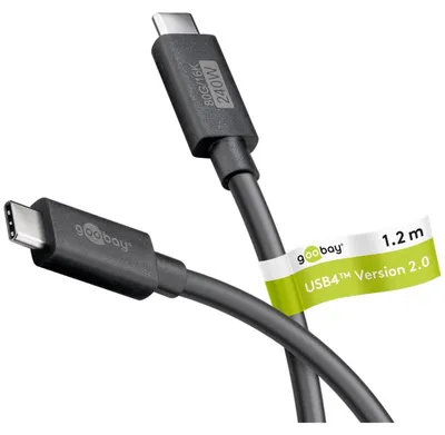 Image de Goobay 74376 Câble USB-C™ , USB4™ version 2.0, 240 W, 80 Gbit/s, PD, 1,2 m, noir - USB-C™ mâle > USB-C™ mâle