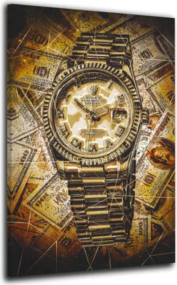 Produktbild von Motivation Armbanduhr Money Wandbild Leinwandbild Kunst XXL Deko: 60x90x4cm