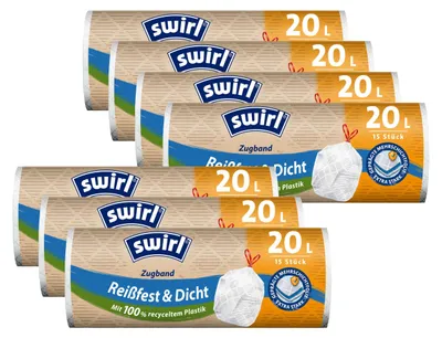 Produktbild von 7x Swirl Zugband Müllbeutel 20L ( 15 stk./ Rolle )