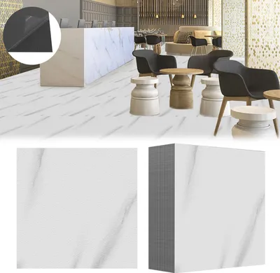 Obrázok produktu pre UISEBRT 54 kusov vinylových podláh 30 x 30 cm DIY samolepiaca vodotesná PVC podlaha, 3D drevená podlaha, cca 5m² - mramorový vzhľad sivá