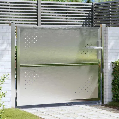 Produktbild von vidaXL Gartentor mit Schloss Silber 85 x 70 cm Edelstahl