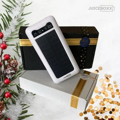 Image de CarryQuest® - Batterie externe JuiceBoxx, panneau solaire, 20000 mAh, LED, blanc