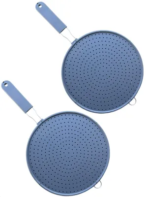 Produktbild von Spritzschutz 2er Set Silikon Grau – für Pfannen bis 30cm Ø, spülmaschinenfest, wiederverwendbar
