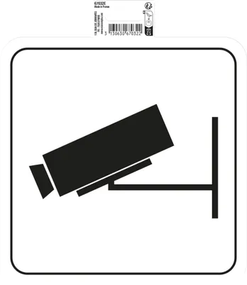 Produktbild von Exacompta Hinweisschild Videoüberwachung PVC selbstklebend 20x20 cm Weiß 67032E