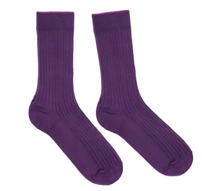 Produktbild von Damen Basic Socken aus Baumwolle Rippe: Natur Farben Pflaume Größe 39-42