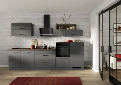 Produktbild von IMPULS Küchenzeile ohne Geräte ZANOTTI 320 cm grafit matt vormontiert Variante rechts IP315-IBZ4320LG-K830-F157-A688-G78