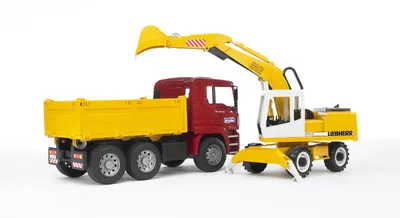 Zdjęcie produktu dla Bruder 02751 - wywrotka MAN TGA i koparka z łopatą Liebherr