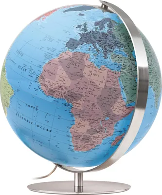 Produktbild von Räthgloben Leuchtglobus, handkaschiert politisch 37cm D 42cm H versch. Varianten Farbe: Edelstahl
