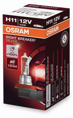 1x H11 55W OSRAM NIGHT BREAKER SILVER +100% Birne Lampe Scheinwerfer – Produktansicht