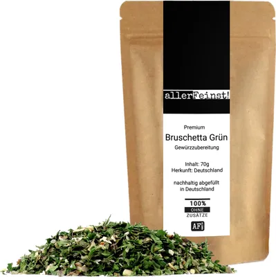 Produktbild von Premium Bruschetta Grün Gewürzzubereitung für Dips, Aufstriche, Saucen, Salate, Antipasti, Grillgewürze - 70g